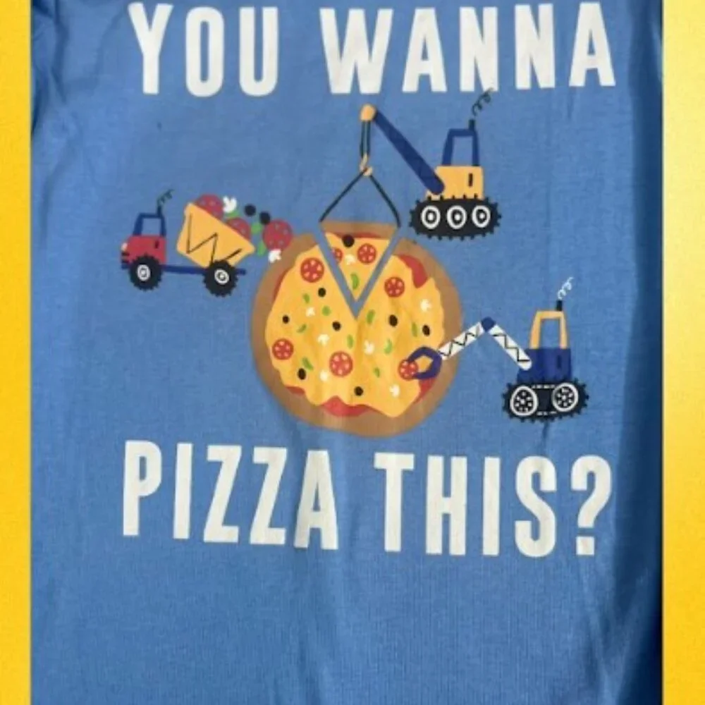 Pizza Construction Kids Pajama Set – Blue Food Truck Nightwear NWT